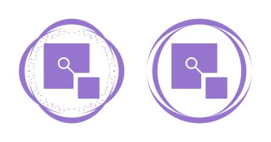 Birbirine bağlı kareler içeren iki mor soyut simge