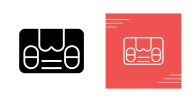 Siyah kırmızı arkaplan ile zıt duran basit bir teyp teybi simgesi