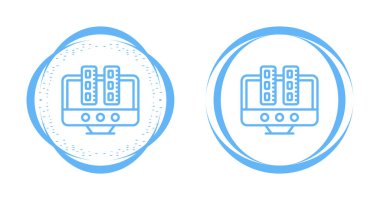 beyaz arkaplanda veri aktarım simgesine sahip çizgi sunucusu ve bulut. veri depolama. veri hesaplama konsepti. veri servisi, dijital veri ağı. Renkli