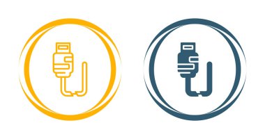 Beyaz arkaplanda usb kablo simgeleri kümesi, vektör illüstrasyonu