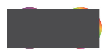 İki renkli üst üste binen daireyi kaplayan gri dikdörtgen