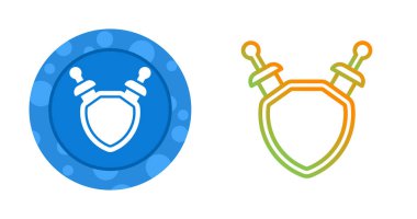 Mavi dairenin içinde iki çapraz kılıç içeren kalkan simgesi