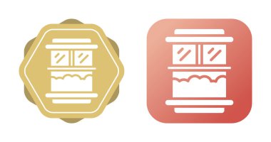 Katmanlı tatlılar içeren iki stilize pasta simgesi