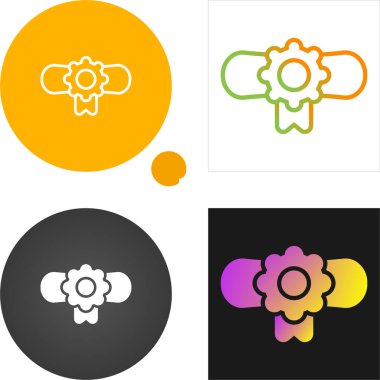 Diploma, kurdele çizgisi simgeleriyle bağlanmış. Vektör grafikleri