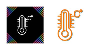 Çizgi film tarzında termometre simgesi, renkli vektör illüstrasyonu 