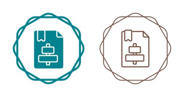 Dairesel sınırlar içinde özetlenmiş iki belge simgesi