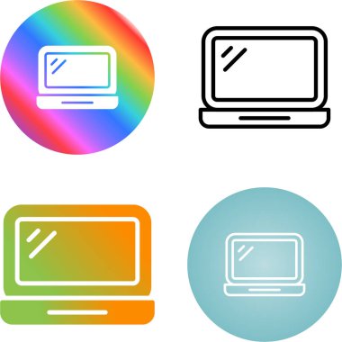 Beyaz arkaplanda grafik simgesi olan renk dizüstü bilgisayarı. Diyagram, monitör simgesi, metin. İmza 10, planlama, planlama simgesi seti. Renkli