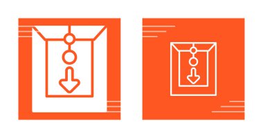 Two graphics showing a package or box with a downward arrow and dots, representing download or install.