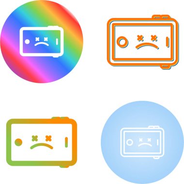 Beyaz arkaplanda izole edilmiş üzgün yüz simgelerine sahip dijital tabletler seti, vektör illüstrasyonu   