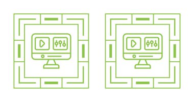 Geometrik yeşil çerçeveler içindeki dijital düzenleme simgeleri