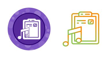 Pano ve müzik notaları simgelerinin minimalist vektör illüstrasyon kümesi 