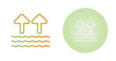 Ay ve deniz dalgaları ile yükselen gelgit simgeleri, vektör illüstrasyonu