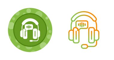 Headset with microphone and voice chat bubble icon set