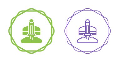 Uzay gemisi, roket simgesi seti, resimleme beyaz arkaplanda izole edildi