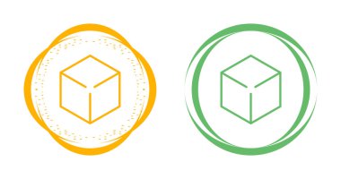 Beyaz arkaplanda Küp sembolleri seti. Doğrusal, siluet ve düz biçim. Vektör illüstrasyonu. 