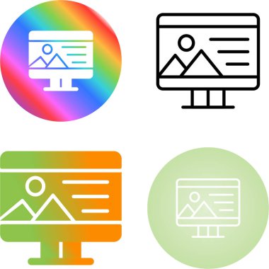 Bilgisayar Satırı Simgesi, İzole Vektör İllüstrasyonu