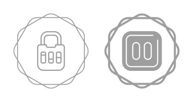Combination Lock and Pause Button Icons in Scalloped Frames