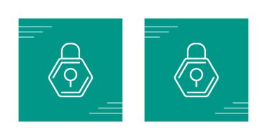Hexagonal Padlock Security Icon on Green Background