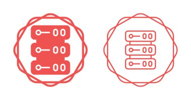 Dairesel geometrik sınırlar içindeki kırmızı sunucu simgeleri