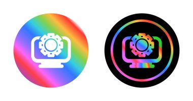 Renkli dişli simgesi, ayarlar web düğmesi, çark işareti, vektör illüstrasyonu 