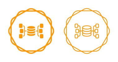 Dairesel sınırlar içinde turuncu veritabanı ağ simgeleri