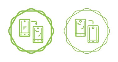 Kablosuz veri alışverişinde bulunan yeşil çizgili akıllı telefonlar