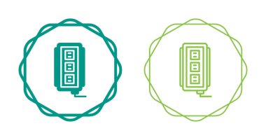 Dairesel sınırlar içinde çizilmiş iki pil simgesi