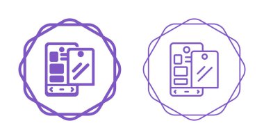 Dairelerin içinde iki mor akıllı telefon arayüzü simgesi