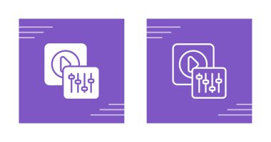 Minimalist eşitleyici ve simgeleri oynat. Beyaz arkaplanda izole müzik ses dalgası sembolleri.