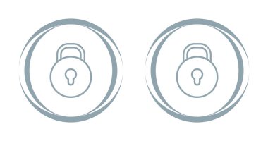 Beyaz arkaplanda asma kilit simgesi ayarlandı. Kilit işaretleri Güvenlik, güvenlik, koruma, gizlilik kavramı.