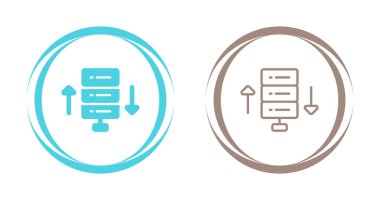 Beyaz arkaplanda izole edilmiş veri depolama ve ok simgeleri  