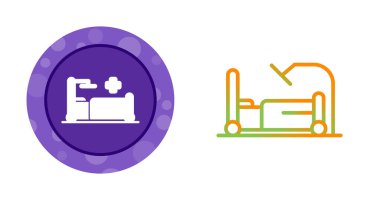 Two icons representing sewing machine and hospital bed