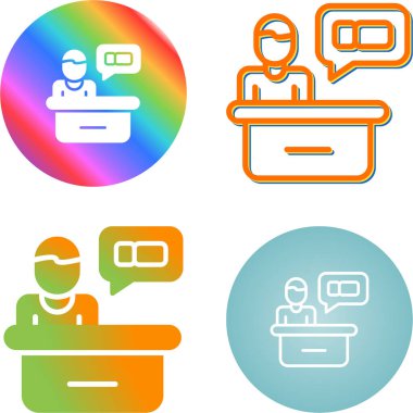 Konuşma balonu vektör illüstrasyonuna sahip ofis çalışanı 