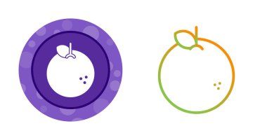 Renkli çizgileri olan minimalist turuncu meyve simgeleri