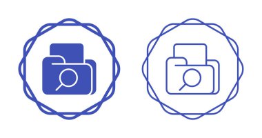 Büyüteç içeren iki mavi klasör simgesi