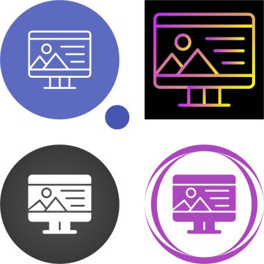 Bilgisayar monitör simgesini. Düz Pc sembolü. Vektör çizim 