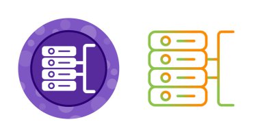 Renkli dairesel arkaplanlar içinde depolanmış sunucu simgeleri