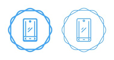 Dairesel geometrik çerçeveler içinde iki ana hatlı akıllı telefon