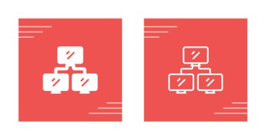 Üç bağlı monitör simgesine sahip bilgisayar ağı sistemi.