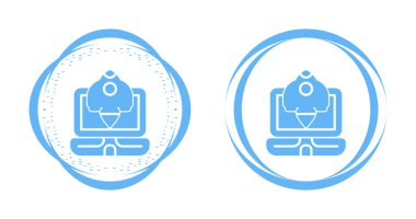 Laptop ve Roket simgeleri ayarlandı. Başlangıç iş illüstrasyon tasarımı.