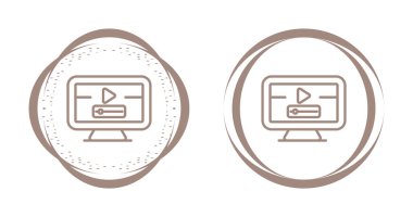 Dairesel çerçeveler içinde video oynatıcı simgesini gösteren monitör