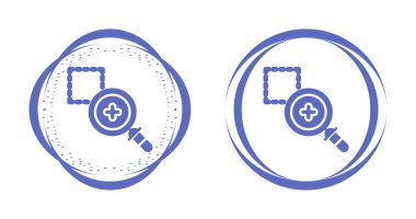 Beyaz arkaplanda kare olan dairelere simgeler ekle, vektör yanılsaması 