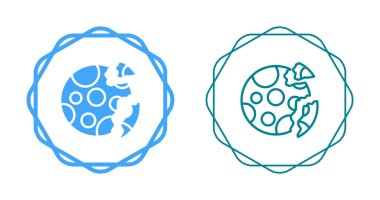 Two circular earth and moon icons