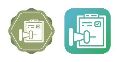 Megafon sembolü ve işaretli pano simgesi