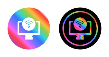 Wifi simgesi bilgisayar ekranı vektör illüstrasyonuna ayarlandı  