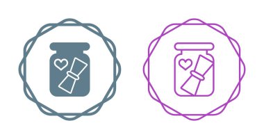 Kavanoz simgelerinde aşk mektubu seti, vektör illüstrasyonu basit tasarım