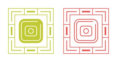 Merkezde bir daire ve mercek detayına sahip kare simgeleri.