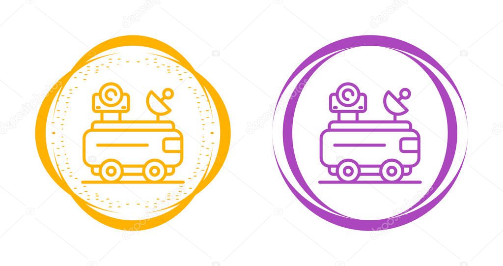 Van an antenna outline vector icon. Thin line black van an antenna icon, flat vector simple element illustration from editable mechanicians concept isolated stroke on white background