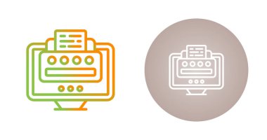 Beyaz arkaplanda bilgisayar ekranı simgesi olan yazıcılardaki belgeler izole edildi. vektör