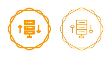 Okları yükleme ve indirmeyi gösteren turuncu sunucu simgeleri
